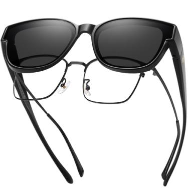 Imagem de DUCO Óculos de sol polarizados para homens e mulheres, design olho de gato, proteção UV, moderno, redondo, óculos escuros DC8982, Lente cinza com armação preta brilhante, common