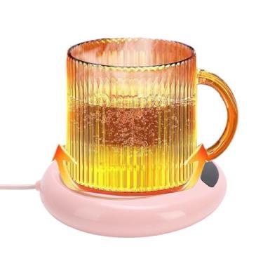 Imagem de ZJchao Smart Electric Cup Mais Quente Temperatura Ajustável Aquecimento Rápido Placa de Aquecimento de Bebidas Inteligentes Com 3 Configurações de Temperatura para o Dormitório do (Rosa)