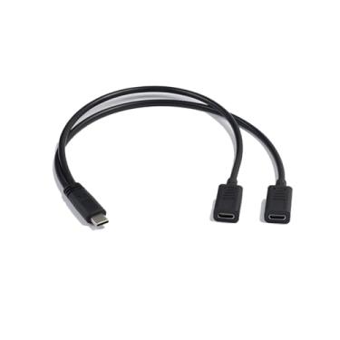 Imagem de Halokny Cabo de carregamento divisor USB C Y, 30 cm USB tipo C macho para 2 USB duplo tipo C fêmea Y divisor cabo de carregamento (apenas para carregamento) (Typec macho para fêmea dupla)