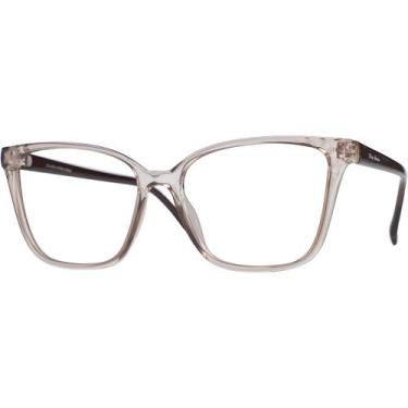 Imagem de Armação De Óculos Feminino Grau Marrom Transparente Relevo Original Vi