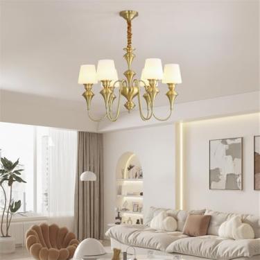 Imagem de Lâmpada Pingente Candelabro LED De Latão Com Estilo Luxuoso Americano E Retro: Design Criativo Para Sala De Estar, Restaurante, Quarto, Estudo, Villa, Hotel E Café (I Ouro 6 luzes)