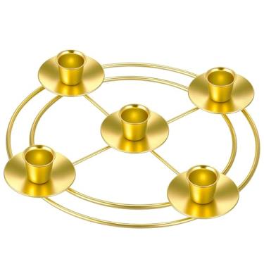 Imagem de Jingmore 1 anel de guirlanda de vela do advento de Natal para castiçais rústicos do advento do pilar para decoração de mesa de centro de mesa de Natal para casa (fino, redondo)