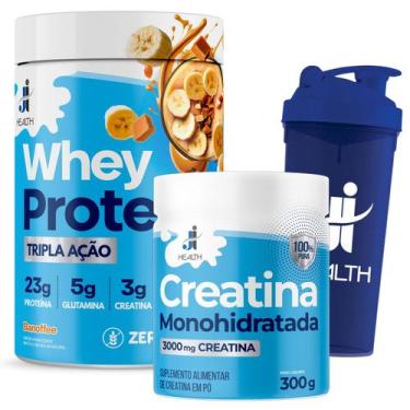 Imagem de Combo Whey Protein 720g + Creatina Pura 300g J I Heatlh Ganhe 1 Coquet