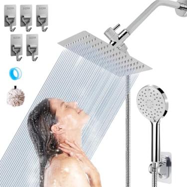 Imagem de Chuveiro Kit de Aço Inox, 20CM Chuveiro Portátil, Ducha Manual de Alta Pressão KIt