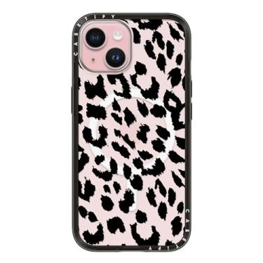 Imagem de CASETiFY Capa compacta para iPhone 15 [fina e elegante/compatível com Magsafe/1,2 m. 2X proteção contra quedas de grau militar] - Lacie Leopard - preto transparente