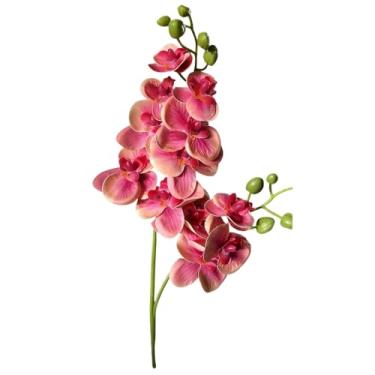 Imagem de Arranjo De Flores Artificiais Orquidea 40 Cm Altura Com Vaso De Vidro E Musgo Natural Decoracao Sala quarto quarto(ROSA CLARO)