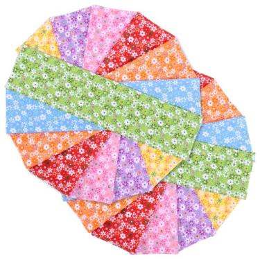 Imagem de 14 peças 19,69 x 50 cm pacote de tecido de impressão de algodão, quadrados coloridos, pré-cortados, design multicolorido, estampado, tecido acolchoado de costura floral para colcha patchwork, fácil de