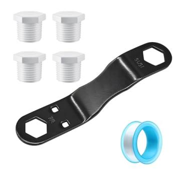 Imagem de Kit de plugue de drenagem para aquecedor de água RV com chave angular – Serve para bujões de drenagem de 7/20.3 cm e 15/40.6 cm para manutenção de aquecedor de água e reparos de emergência para