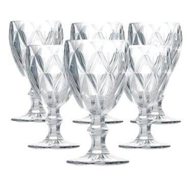 Imagem de Jogo Conjunto 6 Taças de Vidro Grosso Diamond Diamante 340ml - FsVarie