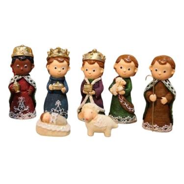 Imagem de predolo Coleção de conjuntos de presépios de mesa, presentes, estátuas de Natal artesanais, decoração tradicional para casa, feriados, decorações religiosas
