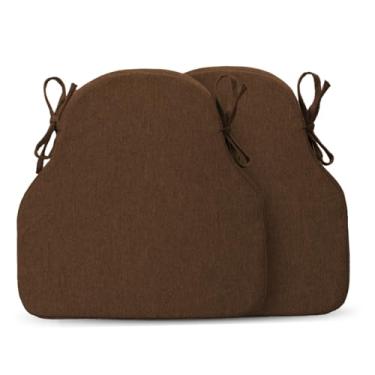 Imagem de Conjunto de 2 almofadas de cadeira de cozinha, almofadas de assento de cadeira para cadeiras de jantar, fundo antiderrapante, em forma de U, gravatas, banco de bar de espuma de alta resiliência, casa