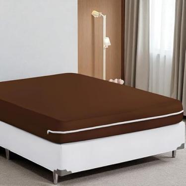 Imagem de Capa P/Colchão Casal Queen Com Zíper Malha Gel Luxuosa (4-MARROM)