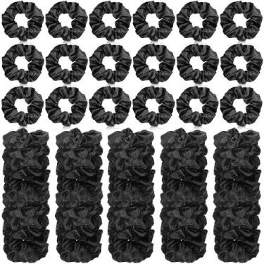 Imagem de Laços de cabelo de cetim de seda Scrunchies Giegxin 80 peças para mulh