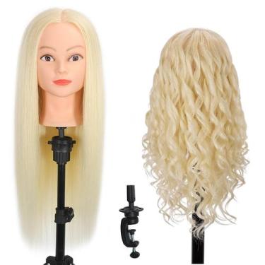 Imagem de Cabeça de manequim ZOMOI 26-28 com 80% de cabelo real e suporte de bra