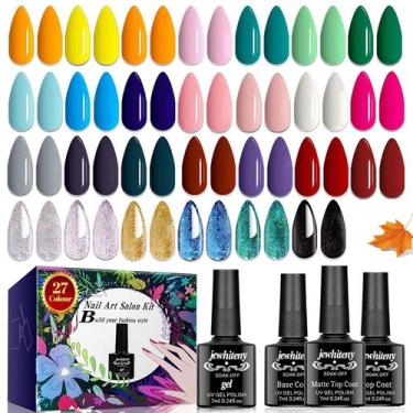 Imagem de Conjunto de esmaltes JEWHITENY, 30 unidades, 27 cores com camada super