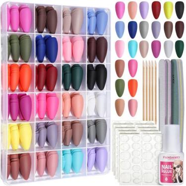 Imagem de Press on Nails FANDAMEI Almond Matte 24 cores 576 unidades
