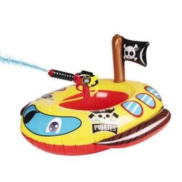 Imagem de Navio pirata flutuante de piscina inflável com pistola de água para cr