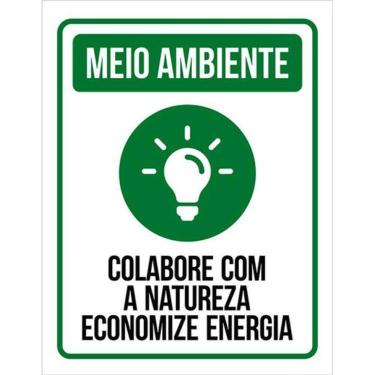 Imagem de Kit 5 Placas Meio Ambiente Colabore Natureza Energia 36X46