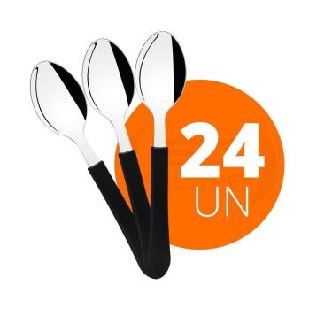 Imagem de Kit 24 Colheres Leme Sobremesa Cabo Preto Cspbag Tramontina