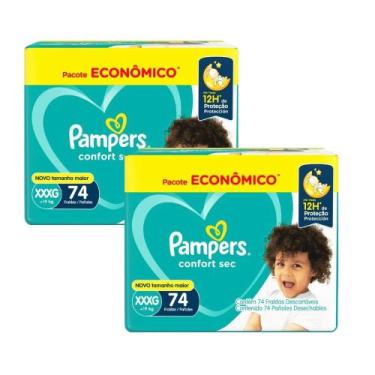 Imagem de Kit 2 Fraldas Pampers Confort Sec Max XXXG 74 Unidades Cada
