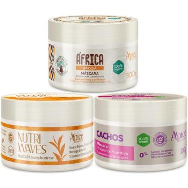 Imagem de Kit Apice 3 Máscaras Cronograma África Baobá 300g + Cachos Nutritivo 3
