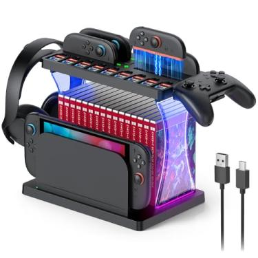 Imagem de Auarte Switch 2 Accessories Organizer,Charging Dock for Nintendo Switch 2 (2025) Joypads,5-in-1 Organizer Base Holds Dock,16 Game Card Case and 9 Game Cards Slot,Controller Holder