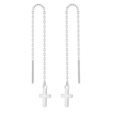 Imagem de SIPURIS Brincos pendentes de cruz para mulheres, brincos pendurados, brincos de cruz para aniversário, casamento, One Size, Aço inoxidável, Sem pedra preciosa