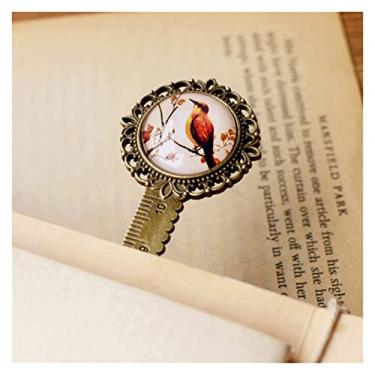 Imagem de Marcador de livro libélula metal régua vintage retro torre marcador de livro clipes de papel para crianças, presente de papelaria, presente de estudante, marcador de página de metal (cor: passarinho