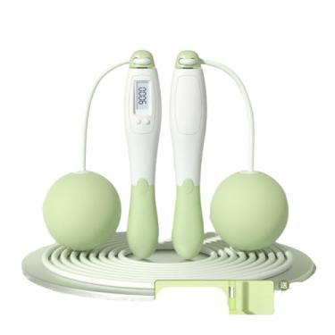Imagem de Corda de pular digital com visor LCD, contador de calorias, temporizador, design sem fio, equipamento de exercício físico (bola grande de uso duplo - branco e verde)