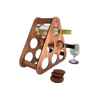 Imagem de Adega de MDF Luxo para 6 Garrafas – Suporte Porta-Vinho de Mesa Estilo Colmeia