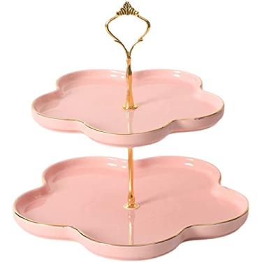 Imagem de Suporte de bolo, expositor de prato de bolo, giratório, suporte de frutas, verde escuro, retrô, chá da tarde, sobremesa, mesa dupla, casamento, aniversário, bolo, prato de cerâmica, loja de sobremesa