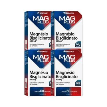 Imagem de Kit 4x Vitamina Magnésio Bisglicinato 60 cps - HERBAMED