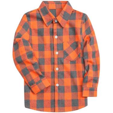 Imagem de Camisa Sangtree Boys xadrez de flanela de manga comprida laranja/cinza