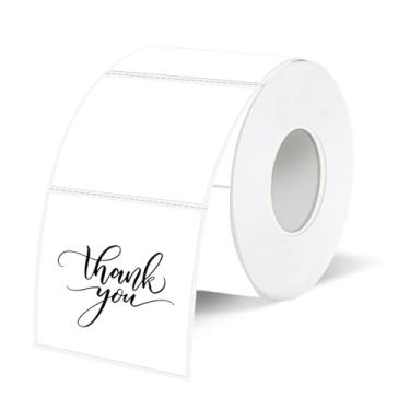 Imagem de Adesivos de impressora de etiquetas térmicas quadradas de 3,8 cm, adesivos de etiquetas térmicas diretas quadradas, à prova d'água/design de linha de perfuração - 500 folhas