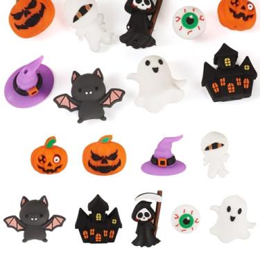 Imagem de Bestewelry 9 contas de silicone de Halloween, desenho animado, abóbora, morcego, casa fantasma, mamã, caveira, contas de borracha engraçadas, contas focais de silicone para chaveiros faça-você-mesmo