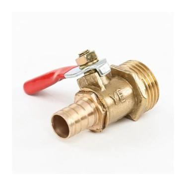 Imagem de Válvula de esfera de latão farpado 1/8 3/8'' 1/4'' macho fêmea conector junta cobre tubo adaptador acoplador 8/10/12 mm mangueira Barb (1/10.2 cm, 8 mm mangueira farpa)