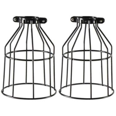 Imagem de Pacote com 4 protetores de lâmpada de luminária ajustável industrial, XIDING DIY metal Wire gaiola luminária luminária gaiola de lâmpada, pingente de suspensão preto upgrade gaiola de arame metálico