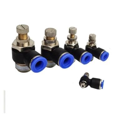 Imagem de 1 peça de conexão rápida tipo L encaixe pneumático 4 6 8 10 12 mm rosca M5 1/20.3 cm 1/10.2 cm 3/20.3 cm 1/5.1 cm válvula de regulador de velocidade do ar (SL6-03)