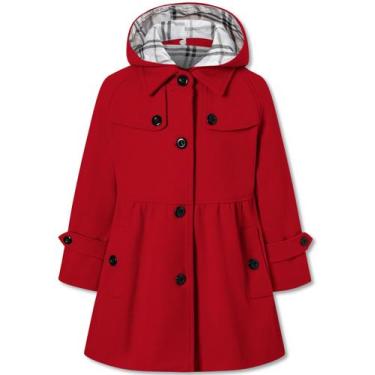 Imagem de Casaco Betusline para meninas com capuz, botão, vermelho, 6-7 anos