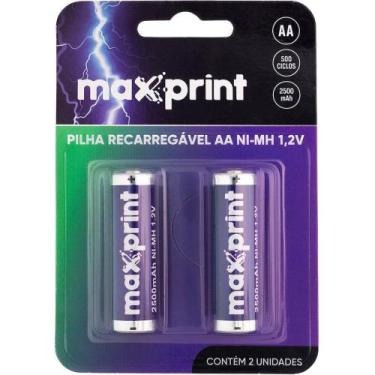 Imagem de Pilha Recarregavel Pequena AA 1,2V 2500MAH BL.C/02 - Maxprint
