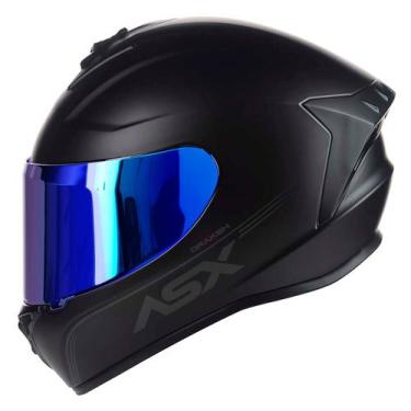 Imagem de Capacete Fechado ASX Draken Solid Preto Fosco com Viseira Colorida Azu