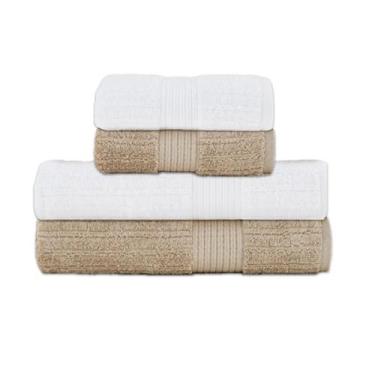 Imagem de Buddemeyer Jogo de Toalha de Banho 4 Peças Fio Penteado Premium Luxo D