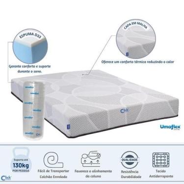 Imagem de Colchão D33 Casal Umaflex Fit Firme 138x188  ENROLADO  Alta Resiliênci