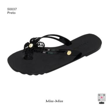 Imagem de Sandália Salomé Rasteira Adulto FLOR RENDA Miss Miss, Preto, 35