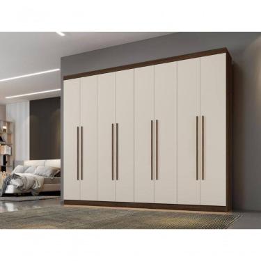 Imagem de Roupeiro New Porto 8 Portas E 4 Gavetas Imbuía/off