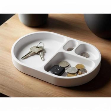 Imagem de Porta Chaves e Porta Moedas Moderno - Branco - Cria 3D