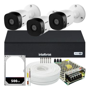 Imagem de Kit 3 Cameras Seguranca Intelbras Vhl 1220 Full Hd 2mp 1080p 500gb