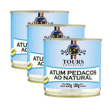 Imagem de Kit 3X: Atum Pedaços ao Natural Tours 255g