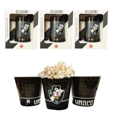 Imagem de Kit 3 Caneca Copo Gel 300Ml Isolante Térmico + Balde Pipoca - Brasfoot