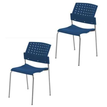 Imagem de Kit 2 Cadeiras Escritório Fixa Empilhável Hotel Auditório Movie - Prim